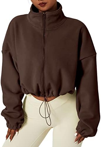 Short Fleece Jacket Full Zip Polar Fleece Crop